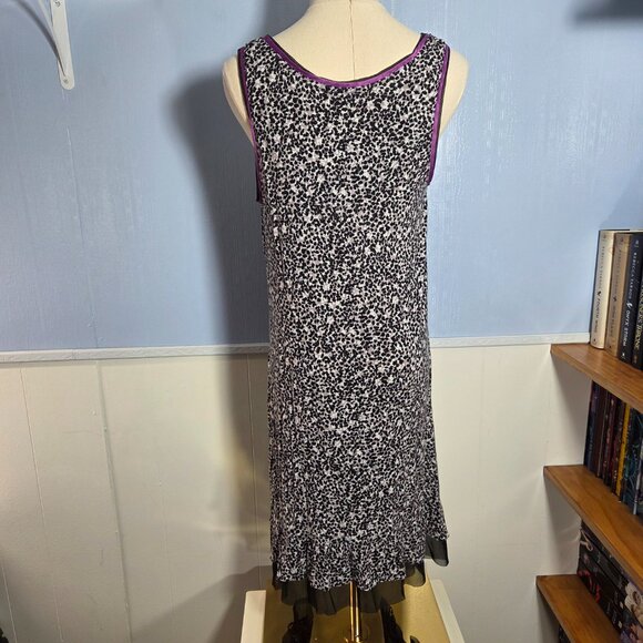 Simply Vera Vera Wang Medium Black Purple Animal Print Sleeveless Long Nightgown - Picture 7 of 11